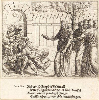 Jesus identificerer sig selv før arrestationen, 1548. af Augustin Hirschvogel