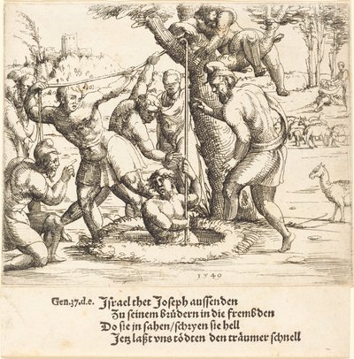 Joseph kastede ind i brønden, 1549. af Augustin Hirschvogel