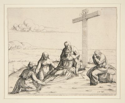 Josef og Nikodemus med Kristi Legeme af Augustin Hirschvogel