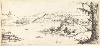Landskab med en stor sø i midten, 1546. af Augustin Hirschvogel