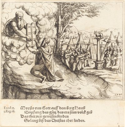 Moses modtager tavlerne, 1548. af Augustin Hirschvogel