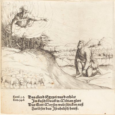 Moses og den brændende busk, 1548. af Augustin Hirschvogel