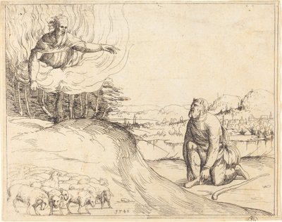 Moses og den brændende busk, 1548. af Augustin Hirschvogel
