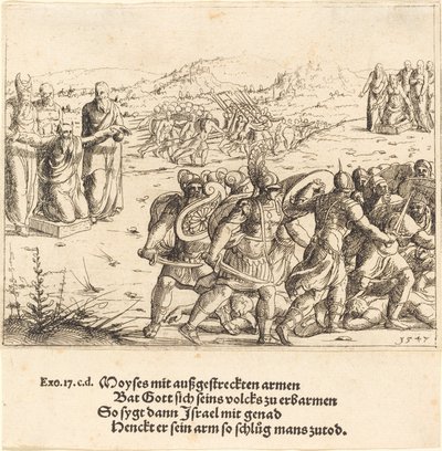 Moses med udstrakte arme, 1547. af Augustin Hirschvogel