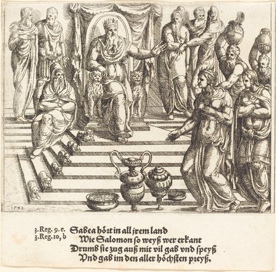 Dronningen af Sabas besøg i Salomon, 1548. af Augustin Hirschvogel
