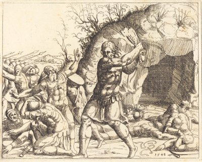 Samson dræber filistrene. af Augustin Hirschvogel