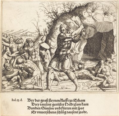 Samson dræber filistrene, 1548. af Augustin Hirschvogel
