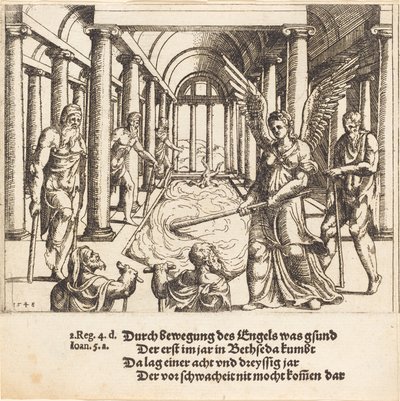 Englen der agiterer i Bethesda-dammen, 1548. af Augustin Hirschvogel