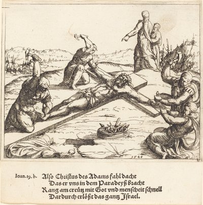 The Nailing to the Cross, 1548. af Augustin Hirschvogel