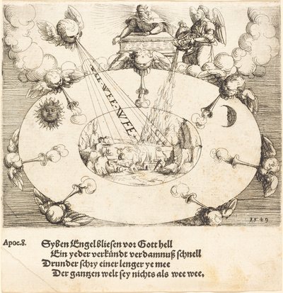 Åbningen af det syvende segl, 1549. af Augustin Hirschvogel