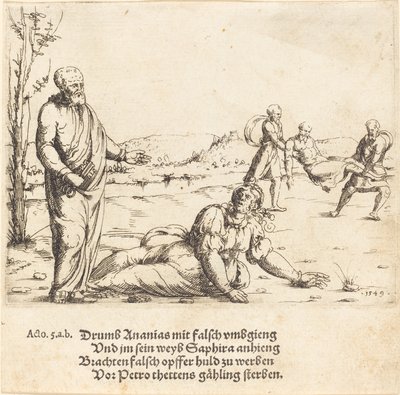 Ananias og Saffiras straf, 1549. af Augustin Hirschvogel
