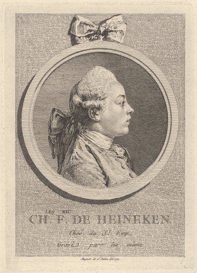 Portræt af Charles-Frédéric de Heinecken af Augustin de Saint-Aubin