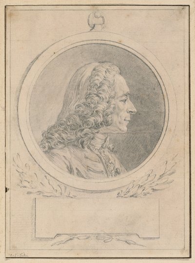 Portræt af Voltaire, efter hans buste af Jean-Baptiste Lemoyne II af Augustin de Saint-Aubin