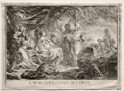 Laban søger sine guder. af Augustin de Saint Aubin