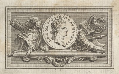 Medalje med portræt af Caligula i 6. bog, fra Tibère ou les six premi..., udgivet i 1768. af Augustin de Saint Aubin