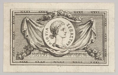 Medalje med Portrait of Livy i den 5. bog, fra Tibère ou les six premiers ..., udgivet i 1768. af Augustin de Saint Aubin