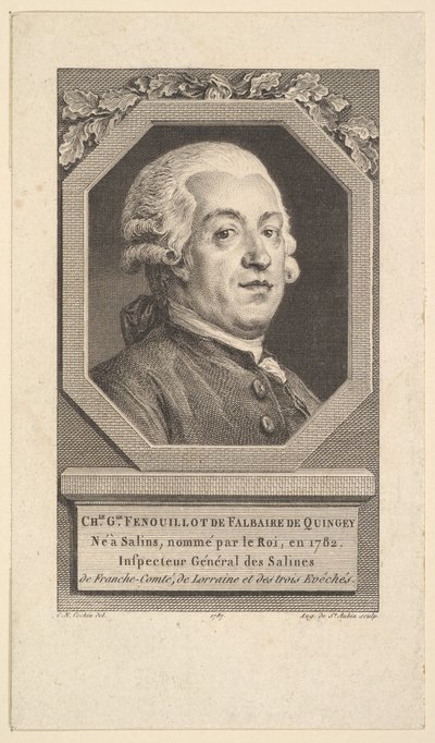 Portræt af Charles George Fenouillot de Falbaire de Quingey, 1787. af Augustin de Saint Aubin