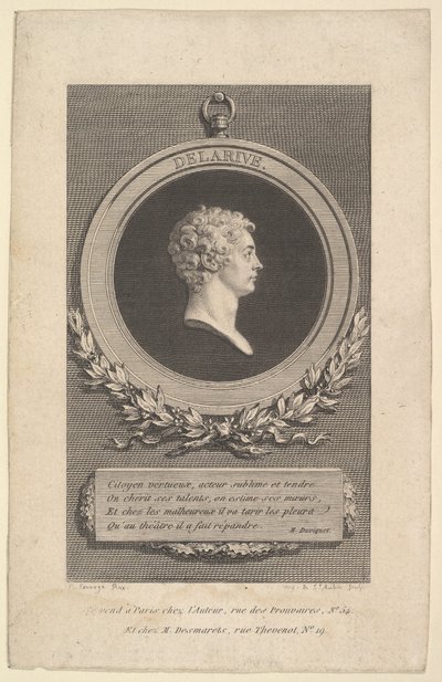 Portræt af De Larive, 1785. af Augustin de Saint Aubin