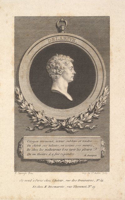 Portræt af De Larive, 1785. af Augustin de Saint Aubin