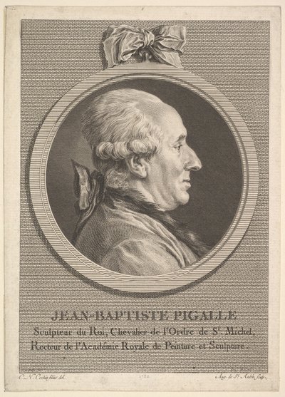 Portræt af Jean-Baptiste Pigalle, 1782. af Augustin de Saint Aubin