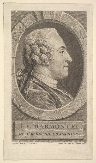 Portræt af Jean-Francoise Marmontel, 1765. af Augustin de Saint Aubin