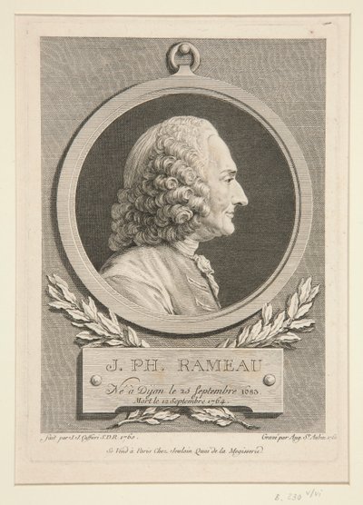Portræt af Jean-Philippe Rameau af Augustin de Saint Aubin