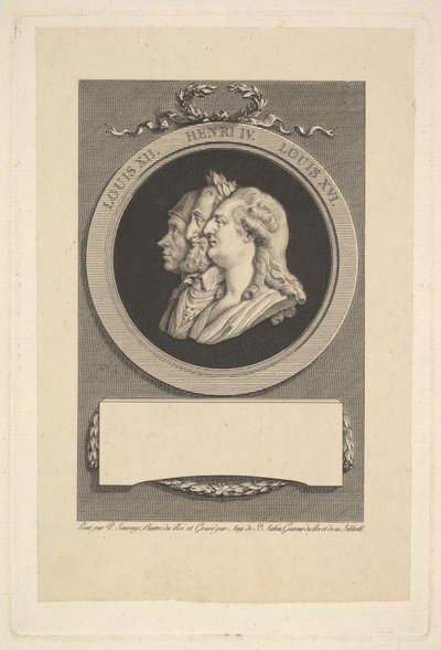 Portræt af Louis XVI, Henri IV og Louis XII, 1791. af Augustin de Saint Aubin