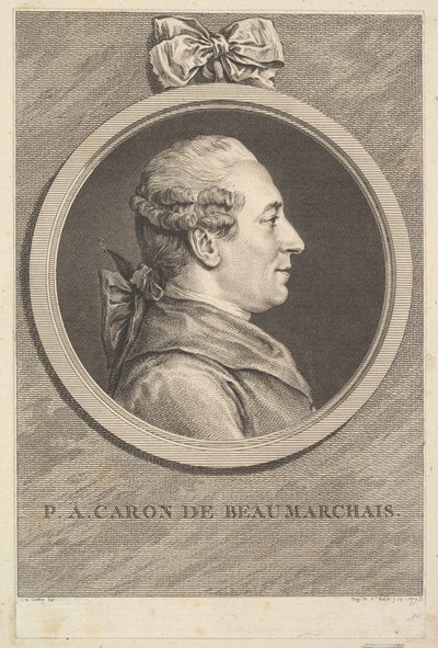 Portræt af P.A. Caron de Beaumarchais, 1773. af Augustin de Saint Aubin