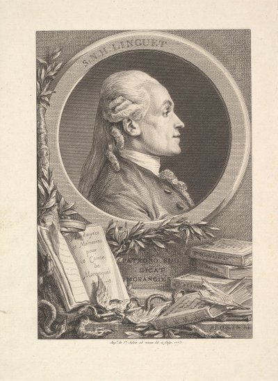 Portræt af Simon-Nicolas-Henri Linguet, 1773 af Augustin de Saint Aubin