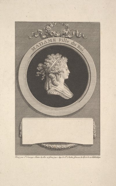 Portræt af Hendes Kongelige Højhed Madame, Hertuginde af Angoulême, datter af Ludvig XVI og Mar..., 1791. af Augustin de Saint Aubin