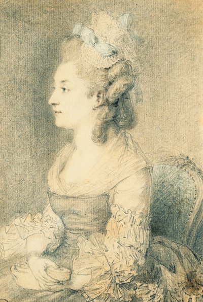Portræt af kunstnerens kone af Augustin de Saint Aubin