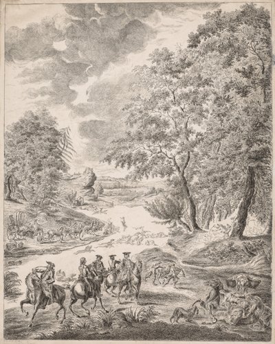 Hjortejagten af Augustin de Saint Aubin