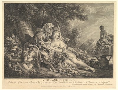 Vertumnus og Pomona, 1765. af Augustin de Saint Aubin