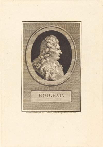 Despreaux-Nicolas Boileau af Augustin de Saint Aubin after François Girardon