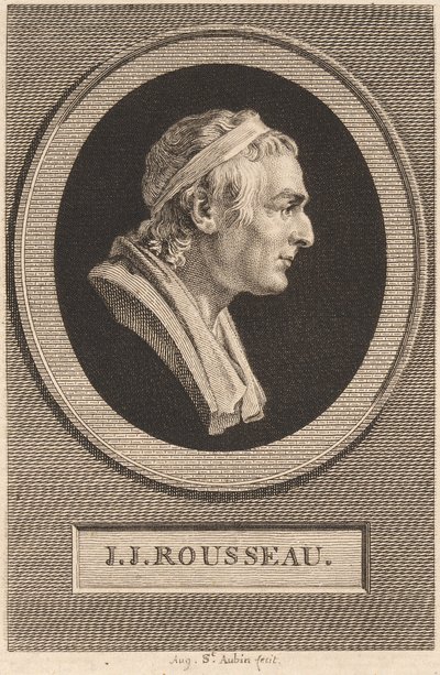 Jean-Jacques Rousseau af Augustin de Saint Aubin after Jean Antoine Houdon
