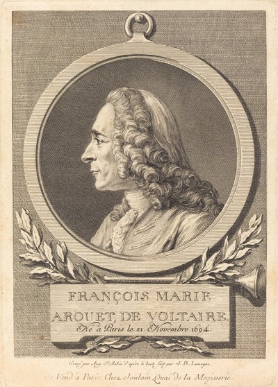Francois Marie Arouet af Voltaire af Augustin de Saint Aubin after Jean Baptiste Lemoyne II