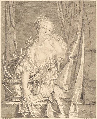 Kysset sendt af Augustin de Saint Aubin after Jean Baptiste Greuze
