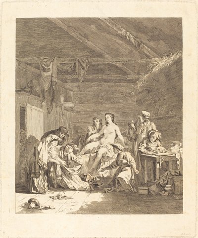 Le lever de la mariée russe (russernes skik efter bryllupsceremonien og før bryllupsfesten) af Augustin de Saint Aubin after Jean Baptiste Le Prince