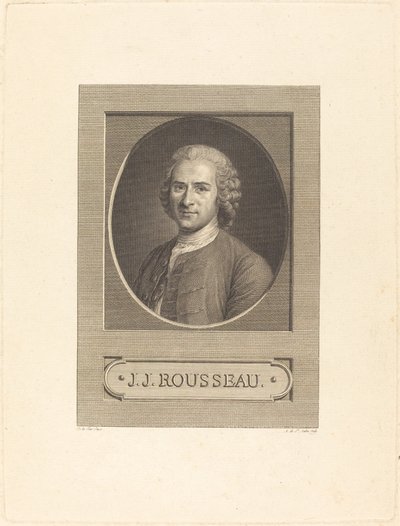 Frontispice: J.J. Rousseau af Augustin de Saint Aubin after Maurice Quentin