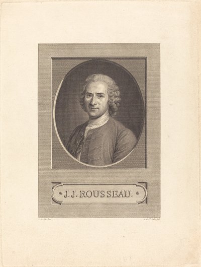 JJ Rousseau af Augustin de Saint Aubin after Maurice Quentin