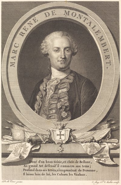 Marc Rene de Montalembert af Augustin de Saint Aubin after Maurice Quentin