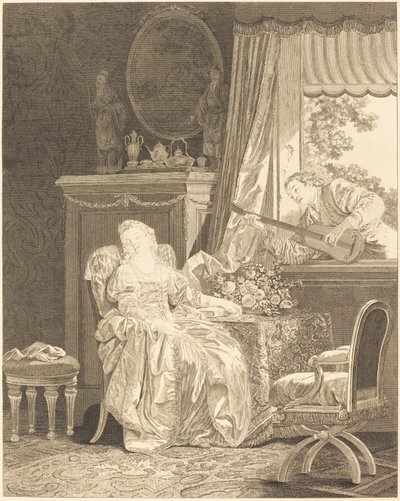 Spansk kærlighed af Augustin de Saint Aubin and Noël Pruneau after Jean Baptiste Le Prince