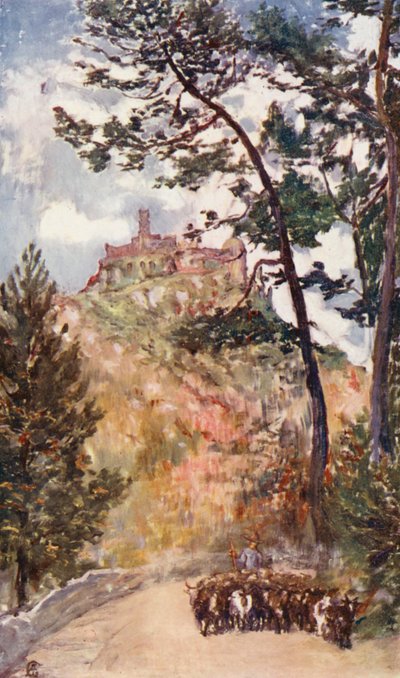 Cintra, den portugisiske konges sommerpalads (farvelitografi) af Augustine Fitzgerald