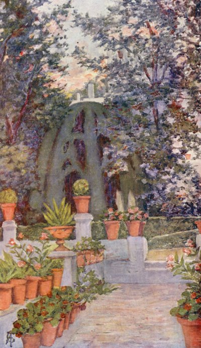 I Generalifes have, Granada (farvelitografi) af Augustine Fitzgerald