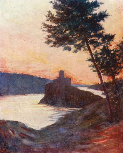 Amourel-slottet ved Tejo, Portugal (farvelitografi) af Augustine Fitzgerald