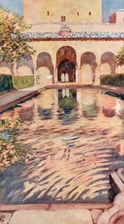 Myrternes gård, Alhambra (farvelitografi) af Augustine Fitzgerald