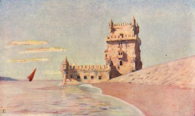 San Vincente-tårnet i Belem, Lissabon (farvelitografi) af Augustine Fitzgerald