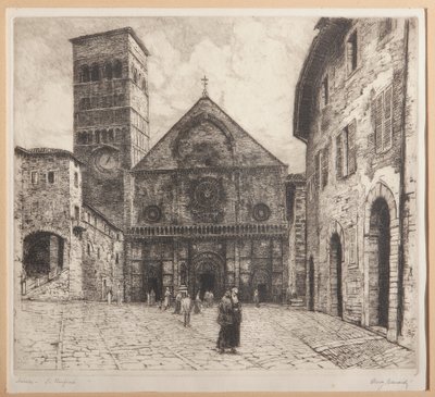 Assisi, S. Rufinus (radering på papir) af Augusto Baracchi