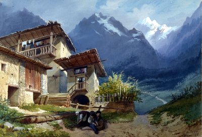 Scenografi til operaen "Linda di Chamounix" af Gaetano Donizetti, Torino, 1875 af Augusto Ferri