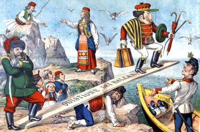 Spørgsmålet om Balkan, ca. 1900 (illustration) af Augusto Grossi